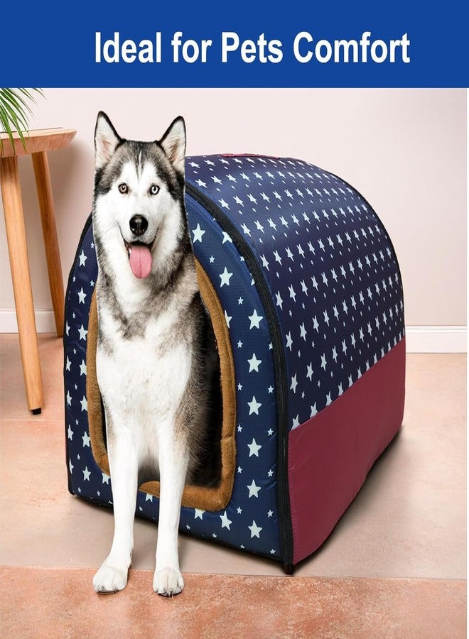 Homestic Foldable Igloo Dog House | Soft & Adjustable Travel Pet Shelter for Cat & Rabbits with Sleeping Bed | Cave Bed Tent Shelter for Pets | Medium - Blue Polka Dots - Image 3